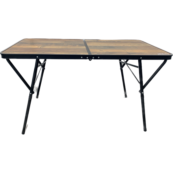 Large Adjustable Height Compact Camping Table | Wood Effect