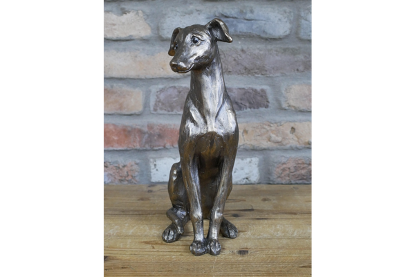 Lurcher Resin Sitting Dog Ornament