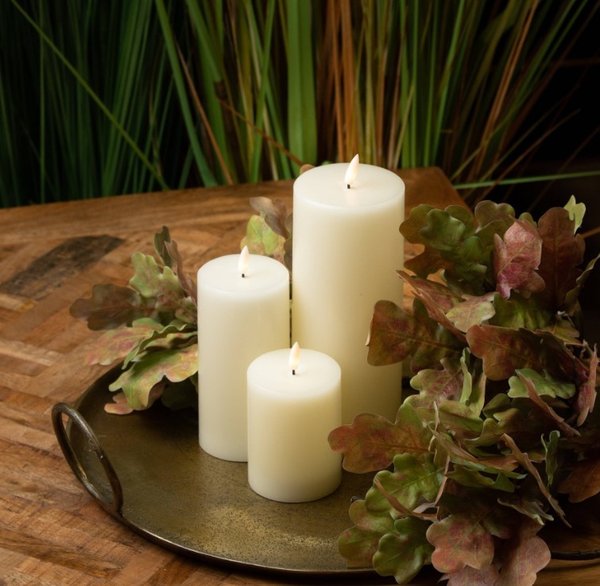 20 cm Battery Operated Real Wax LED Pillar Candles
